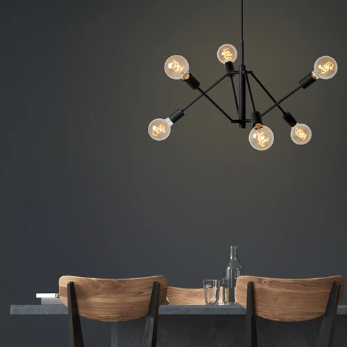 Lucide LESTER - Pendant light - 6xE27 - Black - atmosphere 3